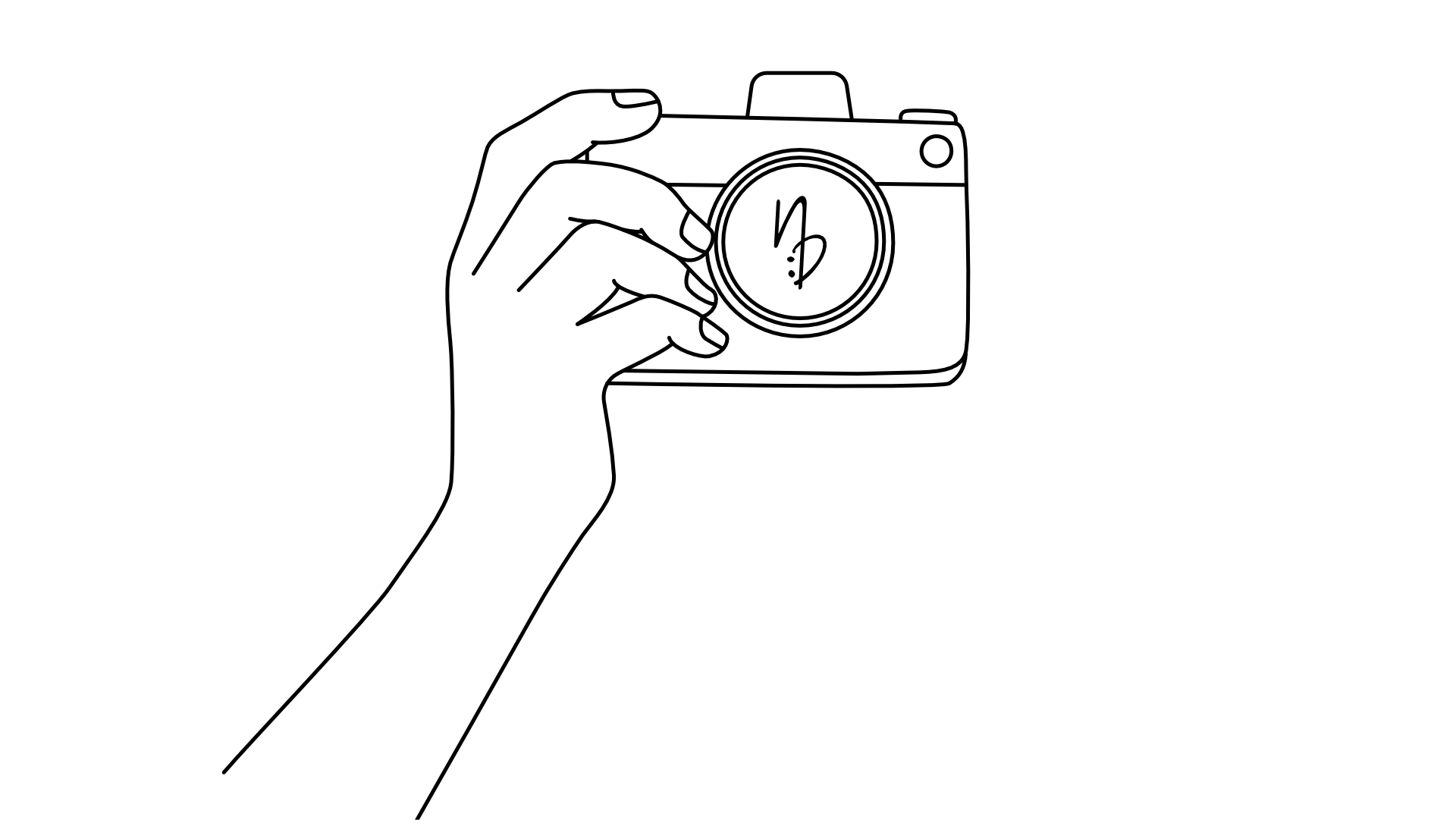 Illustration einer Kamera in der rechten Hand